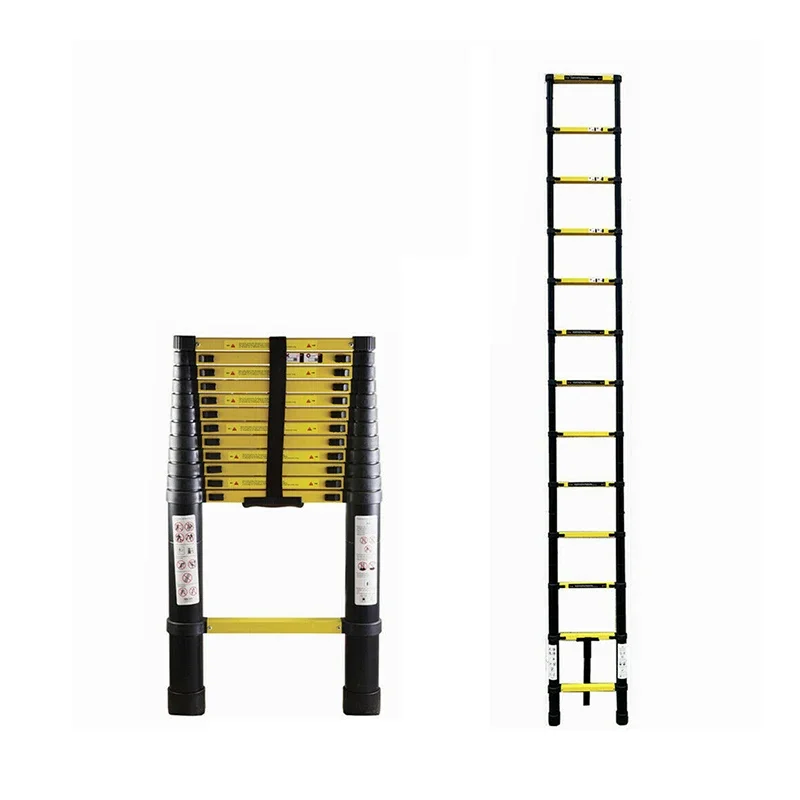 Hot Selling 3.8m Indoor Collapsible Ladder Adjustable Aluminum Folding Telescopic Ladder