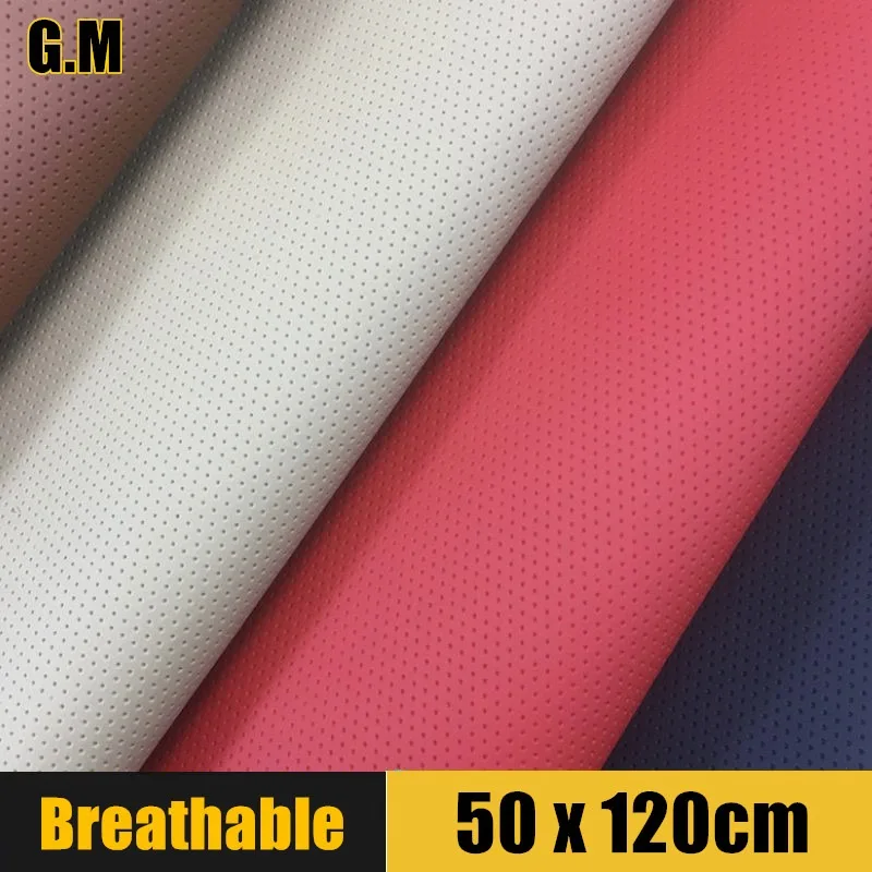 50x120cm Perforated Self-adhesive Leather Faux Leather Repair Patch for Car Seat Door Panel Steering Wheel Sofa Leathercraft