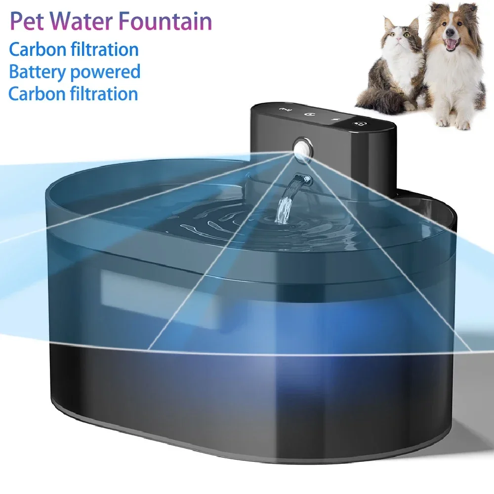 

2.2L Wireless Cat Water Fountain Battery Operated Automatic Pet Water Fountain With Motion Sensor Dog Cat Water Dispenser Bowl