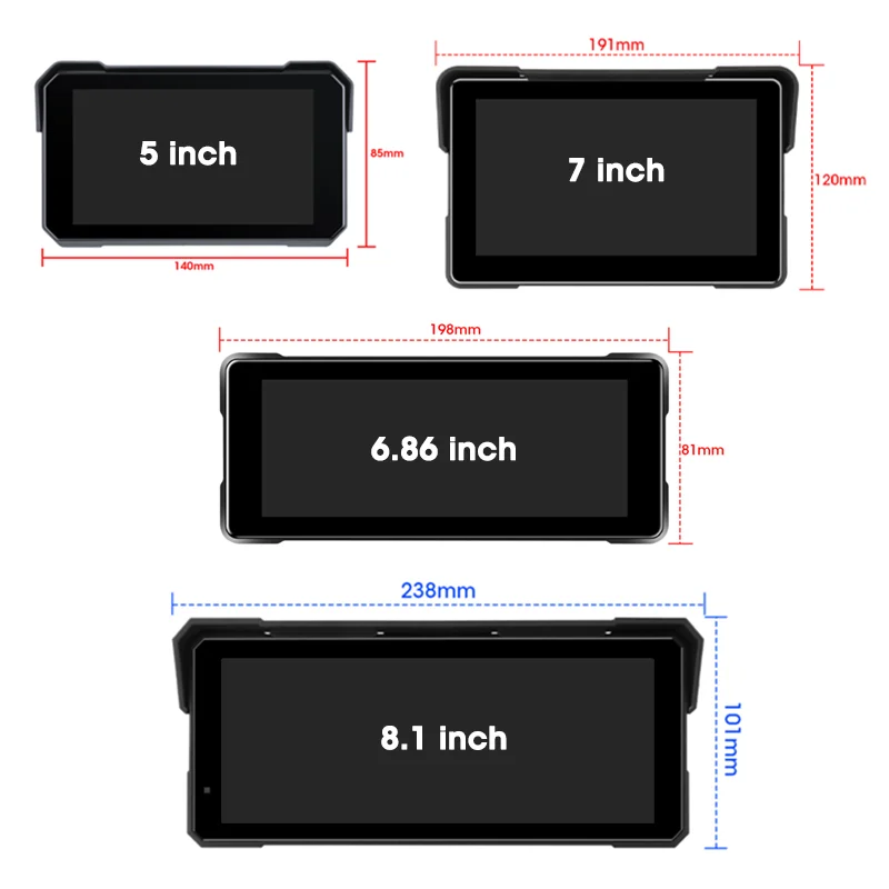 5/6.86/7/8.1 inch Digital Motorcycle Dashboard Motorcycles Carplay Android Auto GPS Navigation Moto Accessories Display Screen