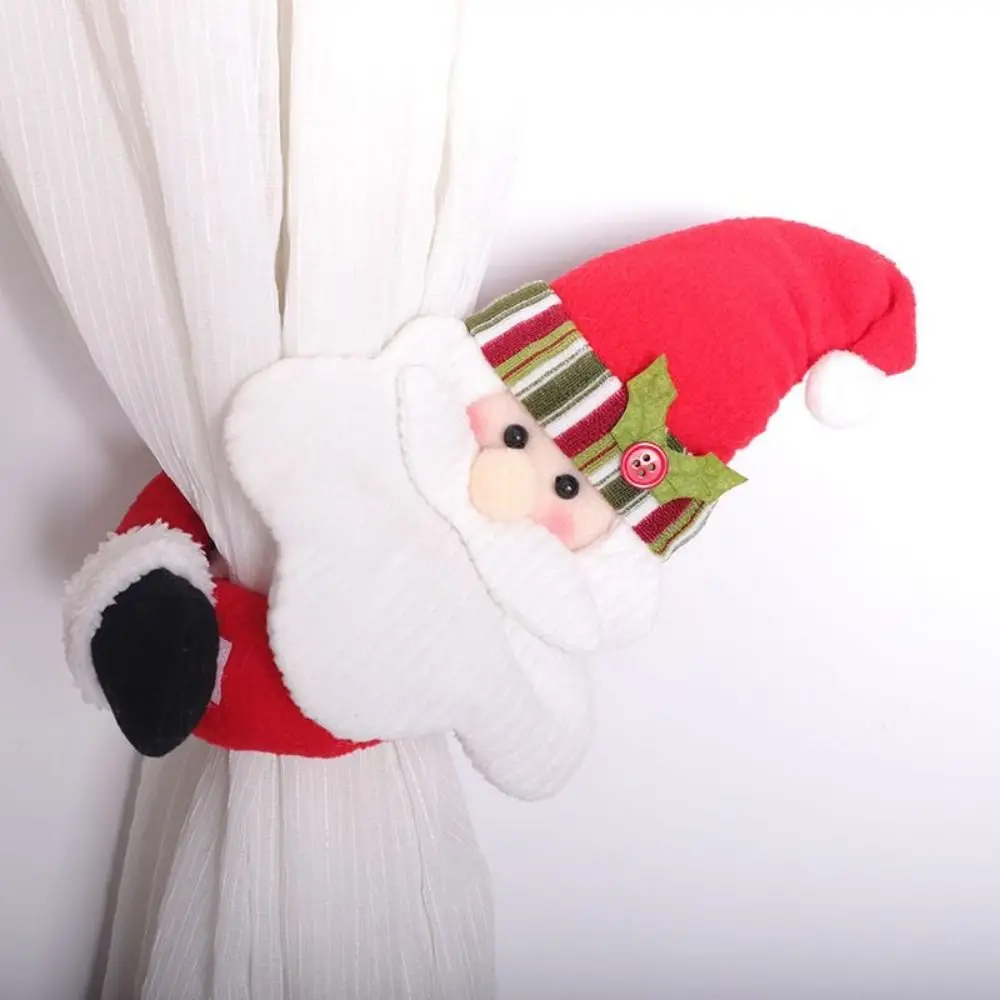 

Cartoon Christmas Curtain Buckle Decorative Unique Santa Claus Curtain Tieback Adorable Design Snowman Curtain Holder Bedroom