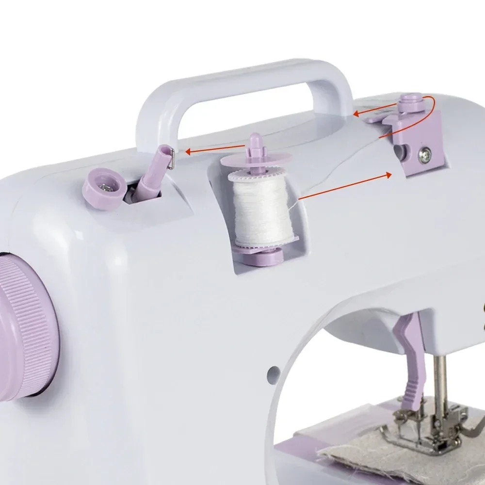 Portable Sewing Machine for Beginners Mini Electric Household Crafting Mending Overlock with 12 Stitches Presser Foot Pedal
