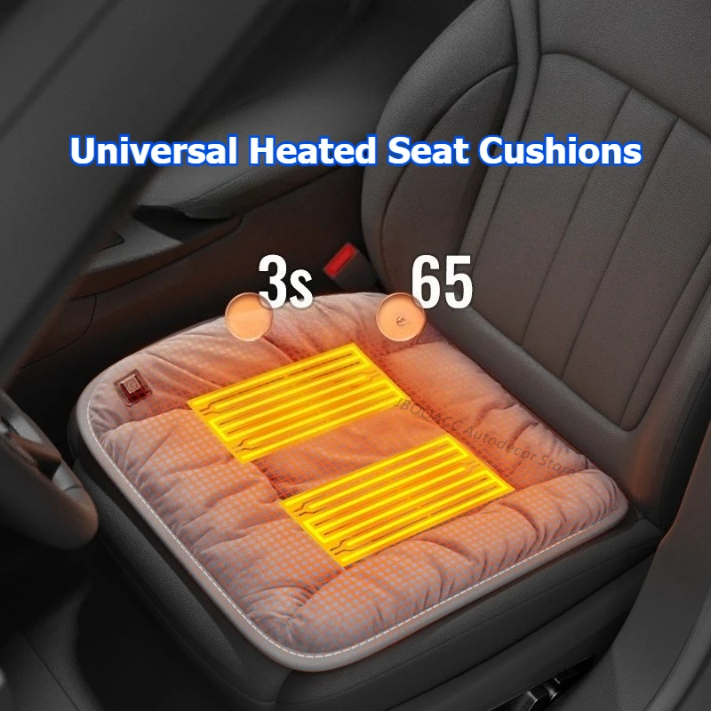 Universal Car Heated Seat Cushion Thickened Flannel USB Power Electric Heated Seat Pad 3 Levels Heating Seat Cushions Mat Winter