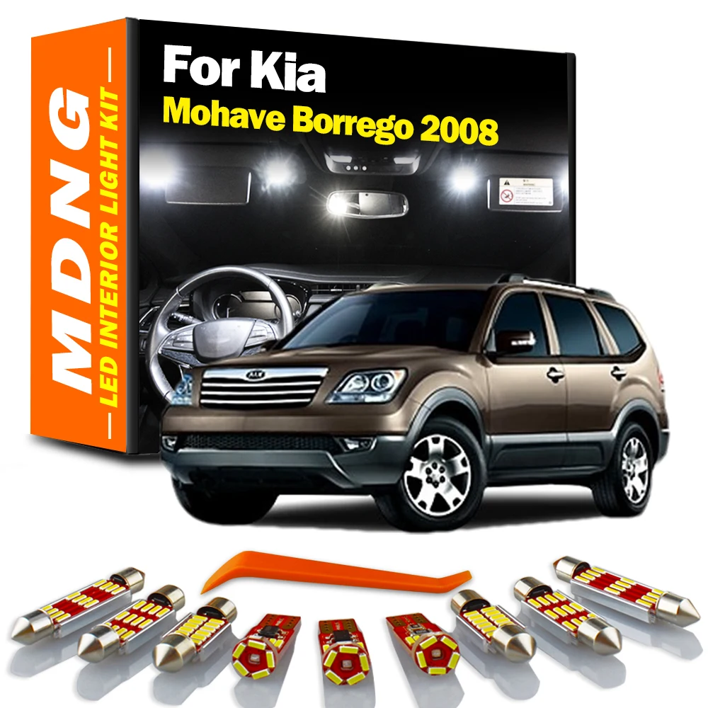 MDNG 11Pcs Canbus Car Led Interior Light Kit For 2008 KIA Mohave Borrego Map Reading Trunk Dome License Plate Lamp LED Bulbs