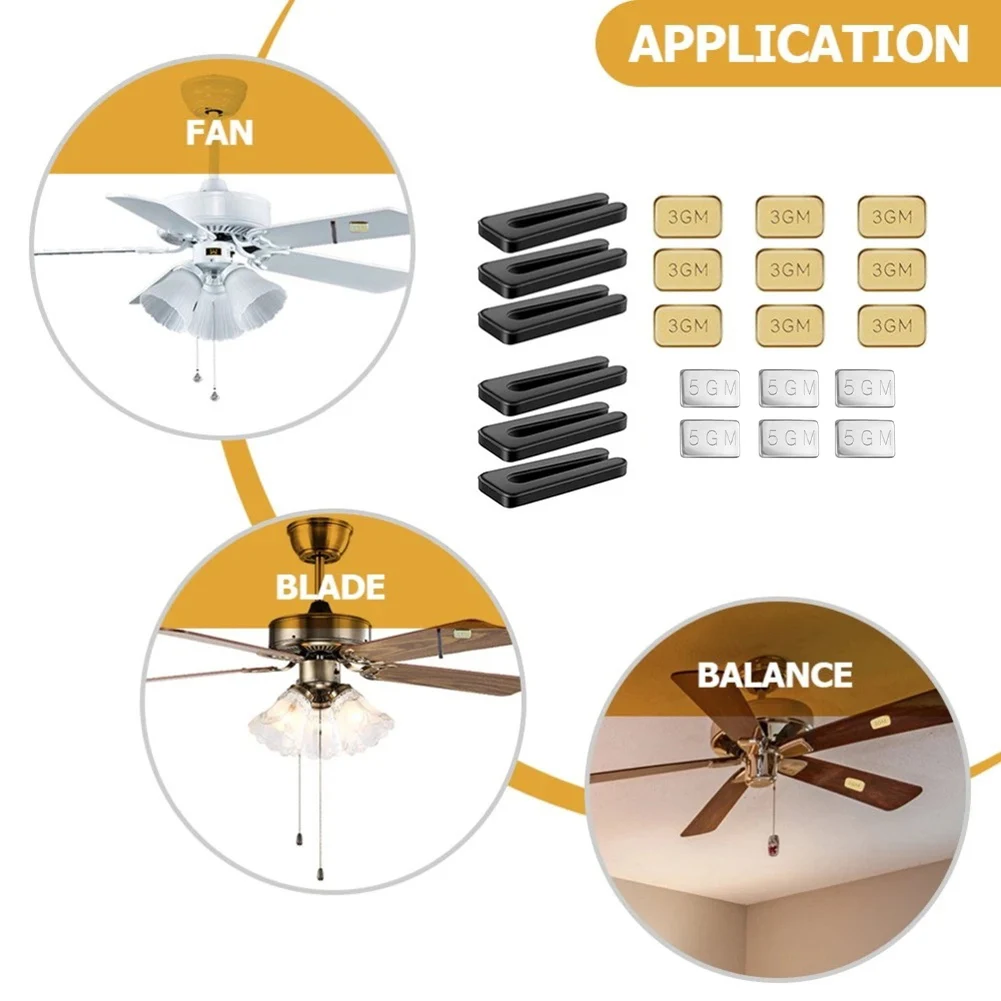 Ceiling Fan Blade Balancing Kit 21PCS With 3g 5g Weights Fit On Residential And Industrial Fans Black Silver Gold