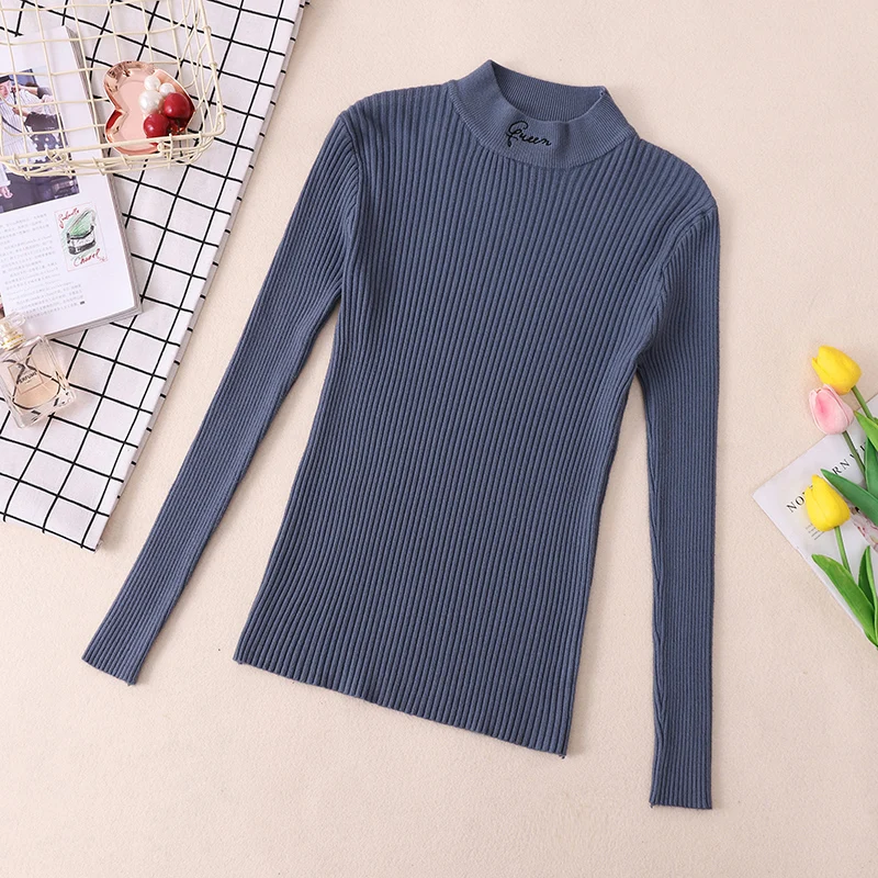 Turtleneck Thick Warm Women Autumn Winter Pullover Sweater High Elasticity Knitted Soft Jumper Long Sleeves Sweater Femme Top