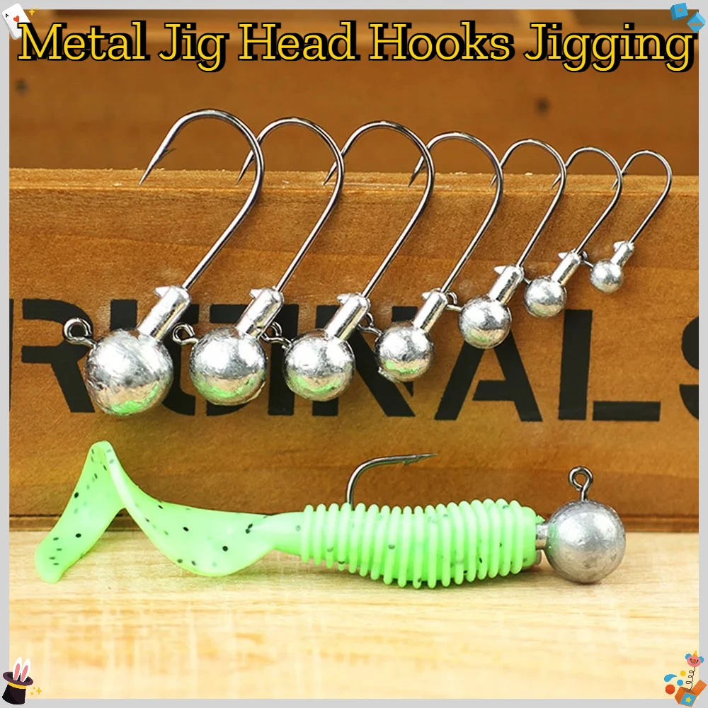 Metal Jig Head Hooks 1g 10g 28g Jigging Hook Barbed Crank Gear Shank for Soft Lure Equipment Carp Fishing Tackle Pesca Fishhook
