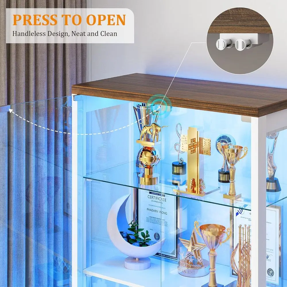 4-Tier Glass Showcase Cabinet with 2 Drawers - view 3