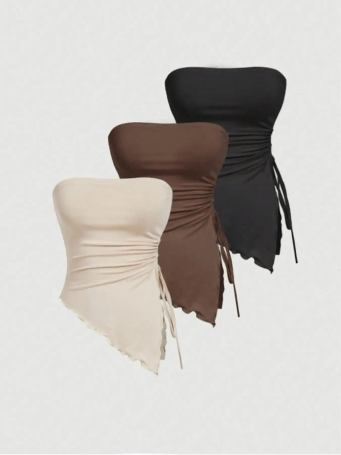 

A three-piece strapless top