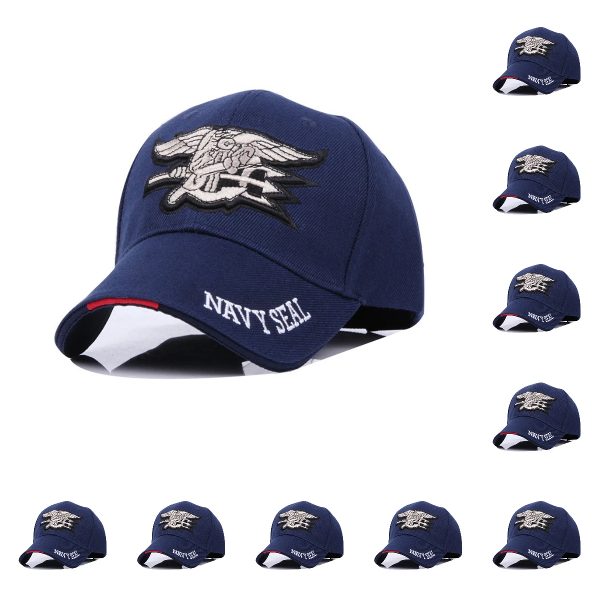 1pcs/10pcs US Navy Seals Logo  Baseball Cap High Quality Plain Common Fabric Trucker Hat 3D Embroidery camouflage Cap for Men