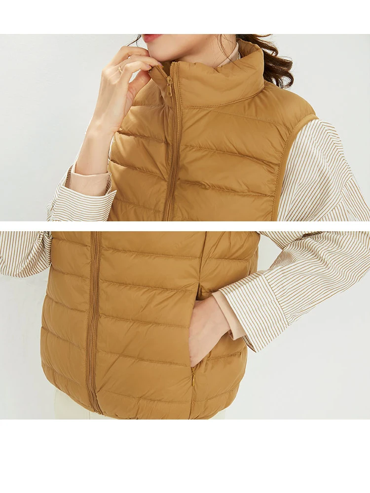 Women 90% White Duck Down Vest Soft Matte fabric Ultra Light Vest Portable Sleeveless Jacket Autumn Winter Coat High quality