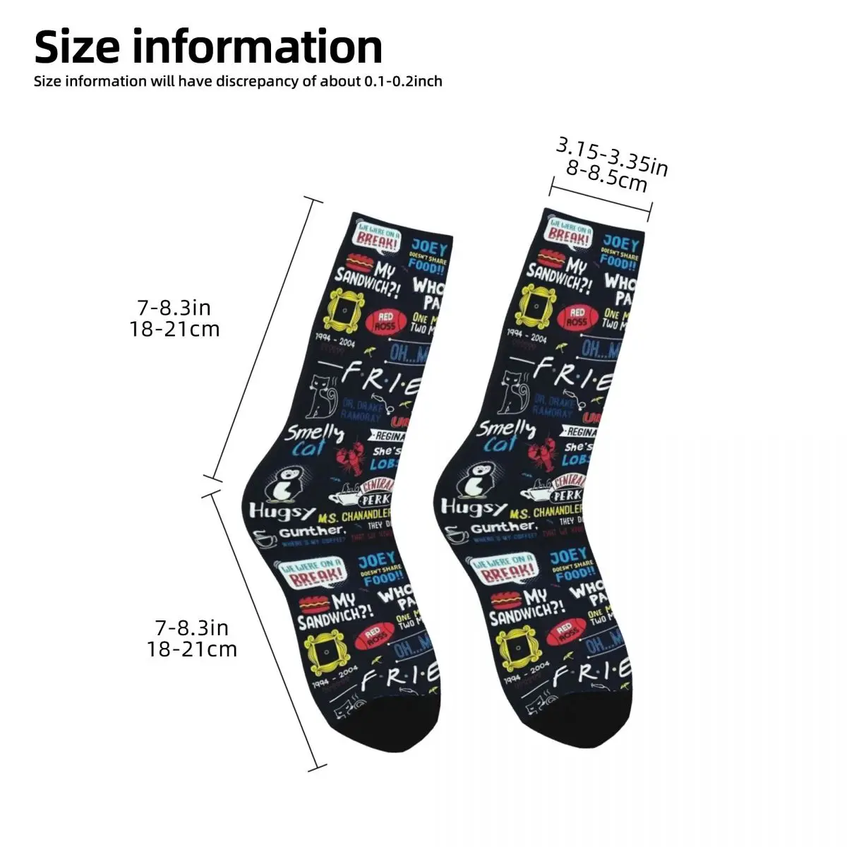 Calcetines coloridos con estampado 3D de Best Friends para hombre y mujer, medias cálidas de estilo callejero, Unisex