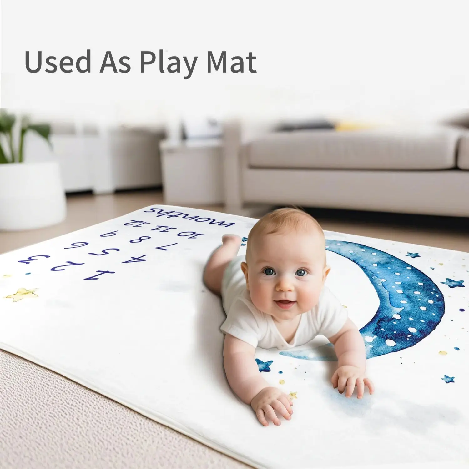 INSULAR Kids Soft Holding Blanket Flannel Baby Monthly Milestone Blanket Skin-friendly Infant Play Mat Multi-functional 0-1Y