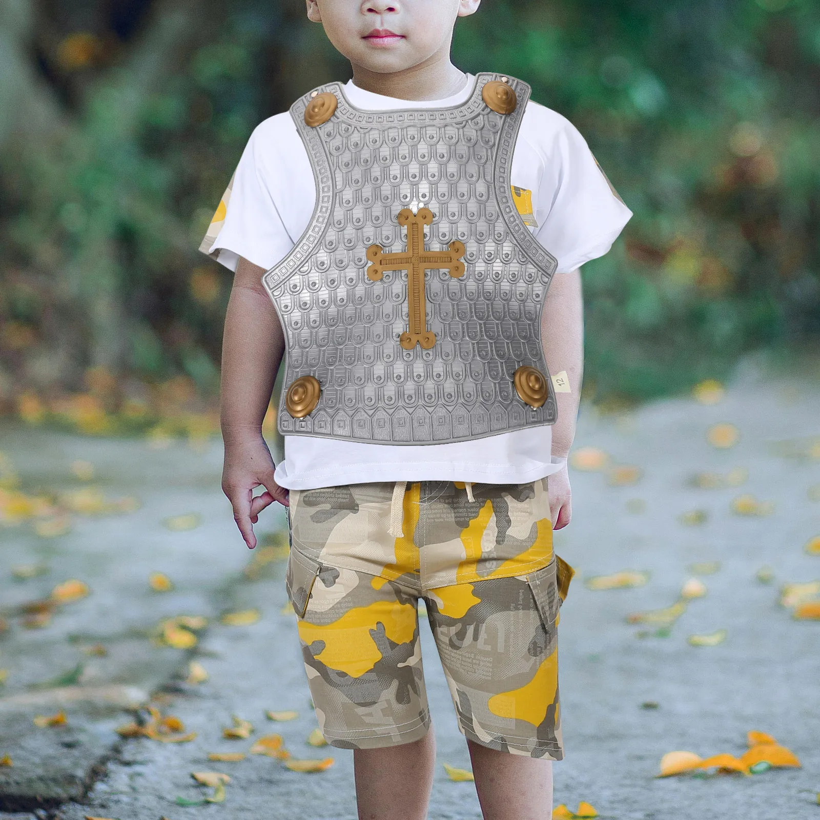 Sturdy Plastic Boys Realistic Roman Soldier Play Costume Party Game Prop Durable Children'S Armor Wearing Portable Small
