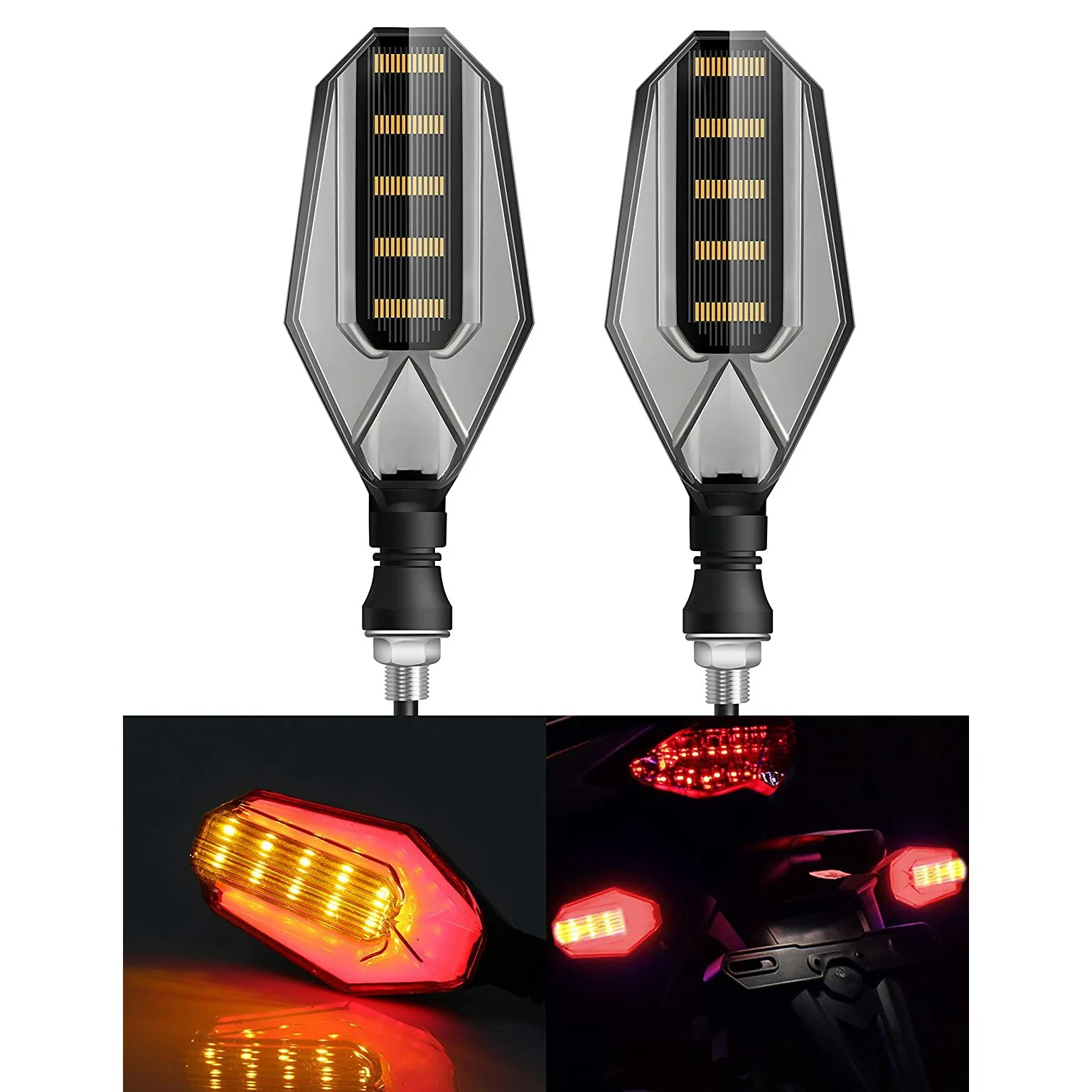 1Pair 30Leds 12V Motorbike Turn Signal Waterproof Blinkers Front Rear Indicators for Yamaha(Red)