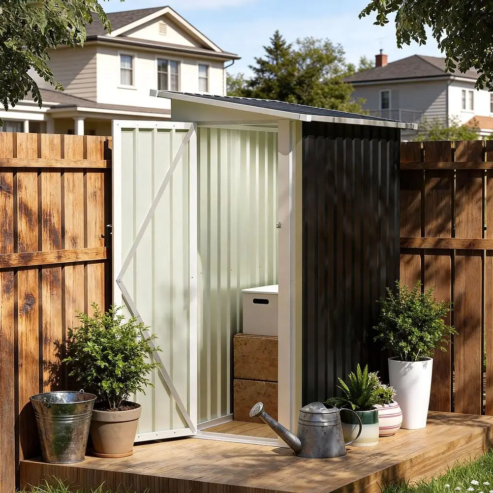 5x3 FT Metal Outdoor Storage Shed Galvanized Steel Garden Tool House Backyard Garage, Customized