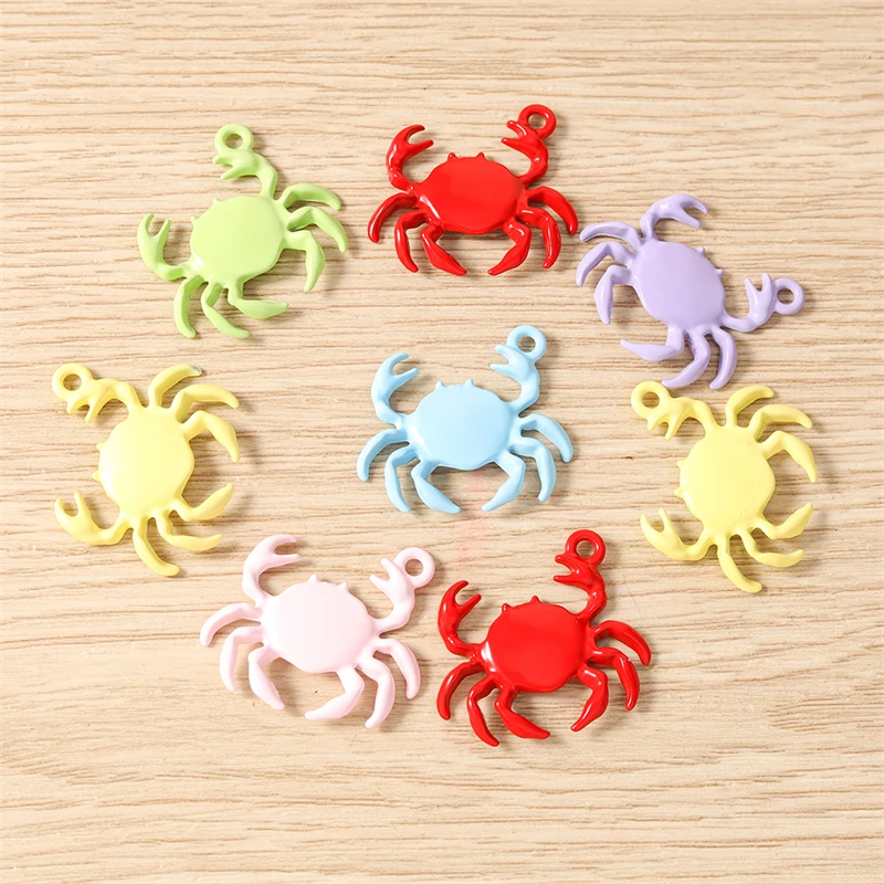 5 Stück 25 x 21 mm Cartoon-Anhänger mit buntem Emaille-Krabbenmotiv, passend für Halsketten, Ohrringe, Armbänder, DIY-Handwerk, Schmuckherstellung, Zubehör – Detail 4