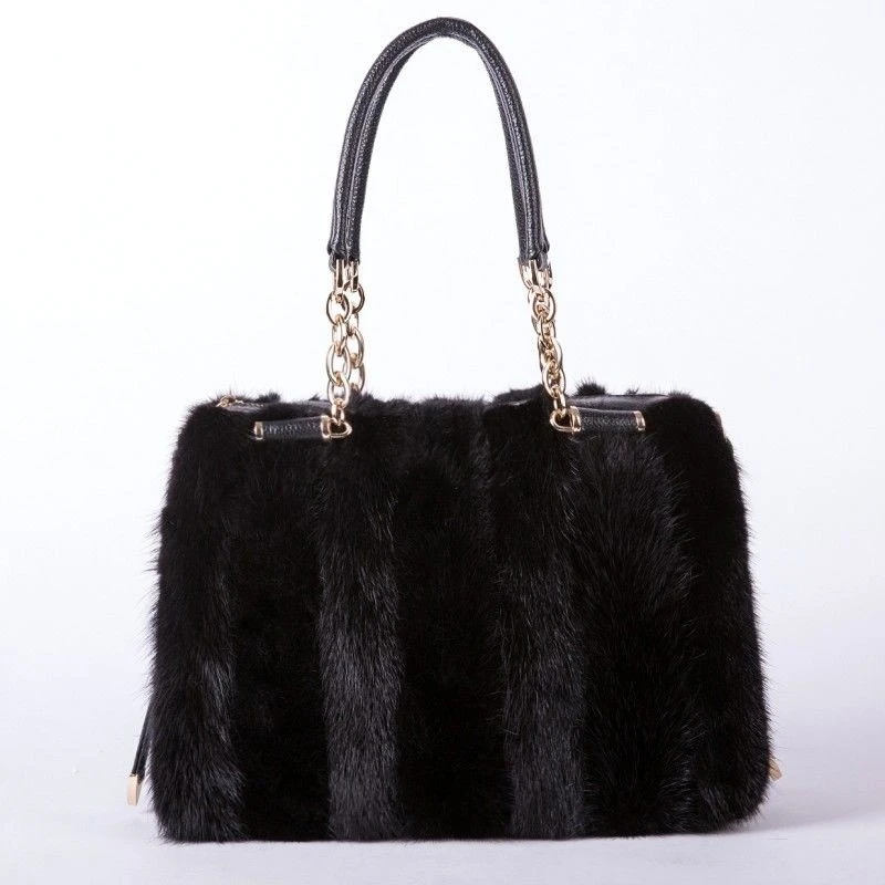 Real Mink Fur Shoulder Bag para mulheres, grande capacidade Crossbody Bag, importado, de alta qualidade, luxo, moda