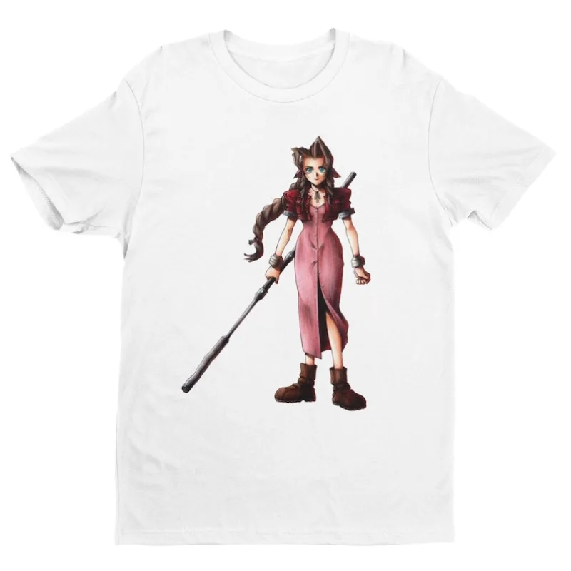 00012608 # تي شيرت A-Aerith Gainsborough FF7 VII Premium للجنسين |   أوغ مفتاح الفن |   هدايا له، لها، عشاق فاينل فانتسي والمجموعة