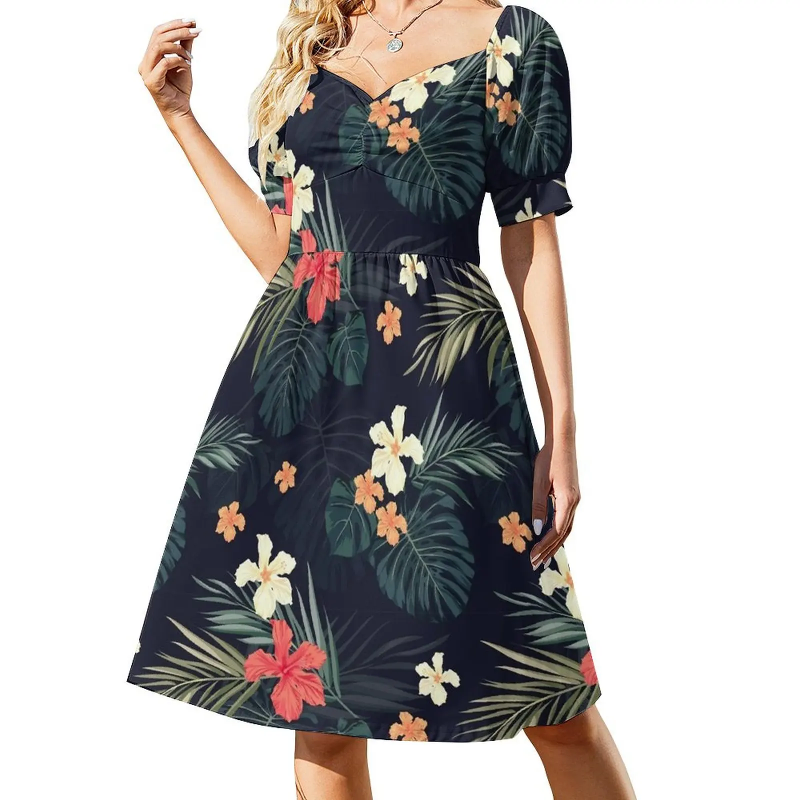 

Dark tropical flowers Short Sleeved Dress Dresses gala luxury dresses prom dresses 2025 bandage dress Dress