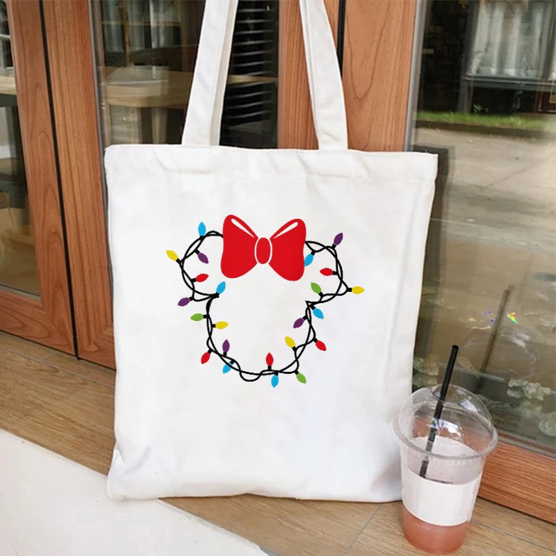 I\'m Fine Everything Is Fine Canvas Tote Shoulder Shopper Bag Women Funny Christmas Light Travel Unisex Hand Bag Teenager Handbag