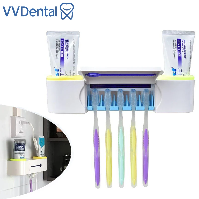 

VVDental UV Toothbrush Sterilizer Quick Dry Wall Mounted Toothbrush Disinfection Shelving Holder Bathroom Accessories