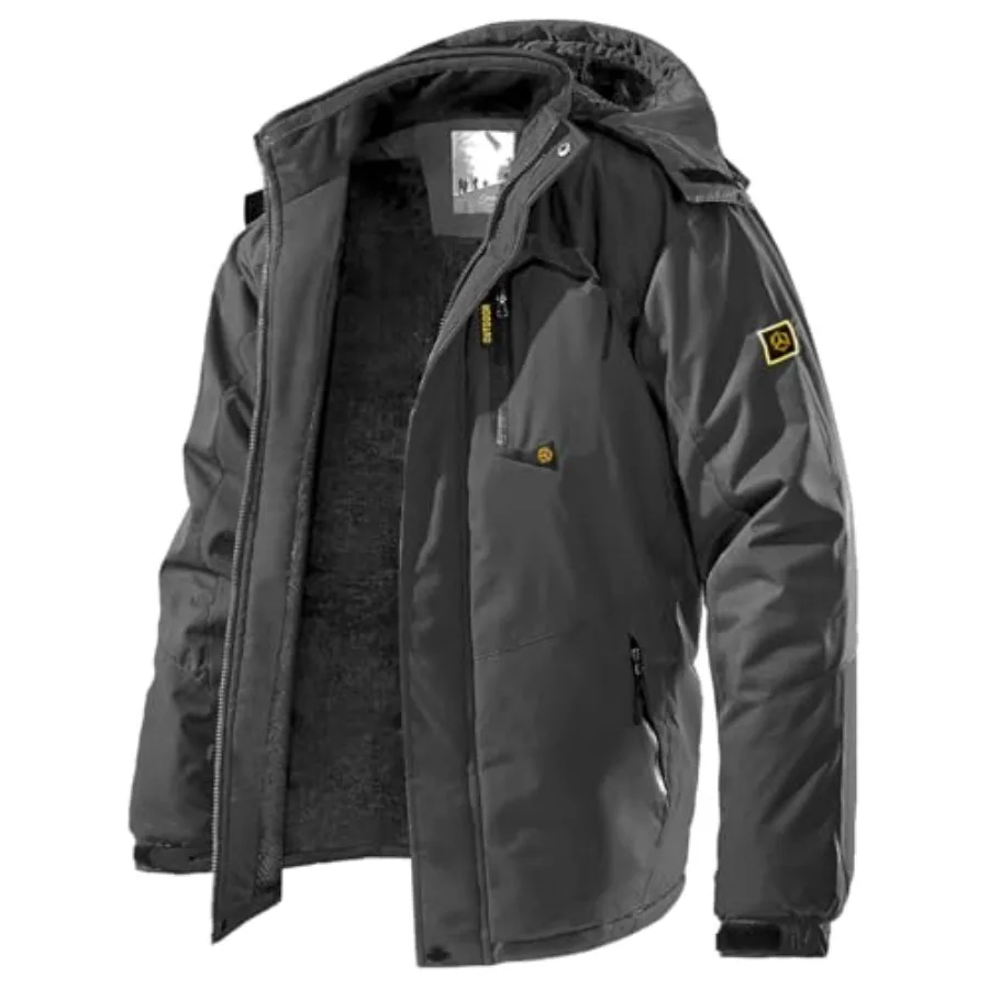 

Men's Winter Ski Jacket Warm Fleece Waterproof Outdoor Mountain Hiking Windbreaker Hooded Snow Rain Coat