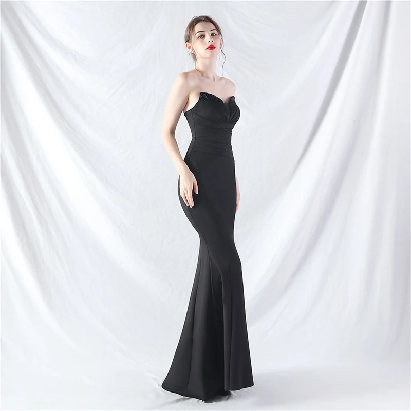 Robe De soirée longue pour femmes, Sexy, élégante, sans bretelles, dos nu, pour occasions formelles, Cocktail, bal