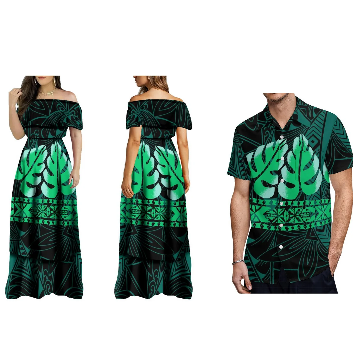 New Design Summer Women'S Off-The-Shoulder Dress Birthday Party Features Ethnic Dress Polynesian Tribe Custom Men'S Shirt