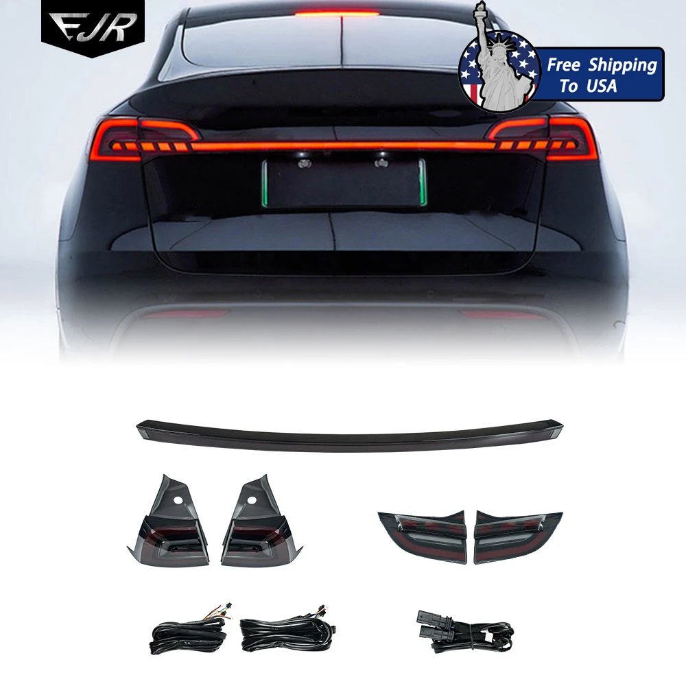 

Автомобильные фонари EJR для Tesla Model 3 Y 2019-2023, светодиодный задний фонарь багажника, модифицированный плавный указатель поворота, динамический DRL, авто лампа