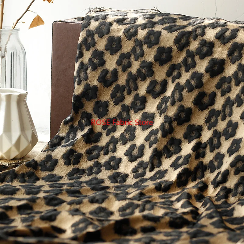 1 Meter Black Plum Blossom Embossed Jacquard Fabric Luggage Bag Shoes Clothing Decorative Sewing Fabric