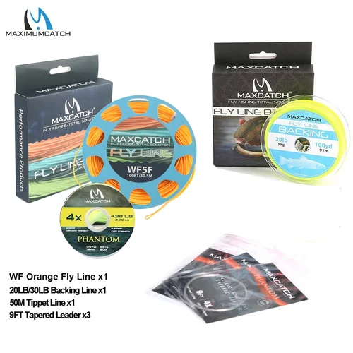 Línea de pesca con mosca MAXIMUMCATCH WF: peso flotante hacia adelante, 1-8WT, 100 pies, en línea de pesca con mosca multitono de alta visibilidad