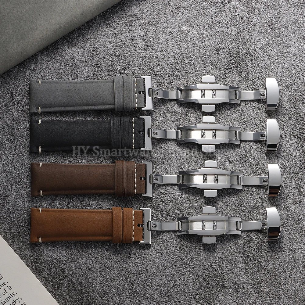 20mm 22mm レザー時計ストラップ ロレックス オメガ用 リストバンド交換 メンズ レディース ブレスレット セイコー レトロ ブラッシュドウォッチバンド