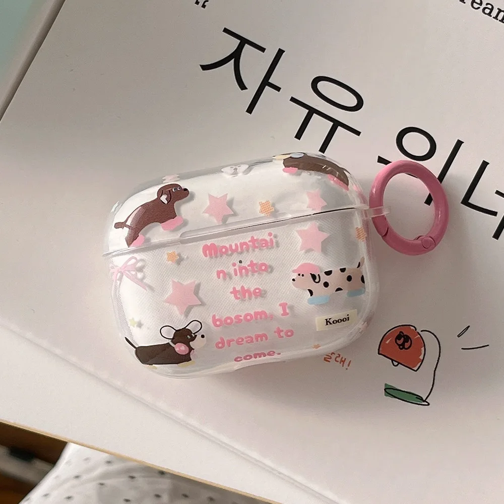 INS Korea Pink Cherry Transparent Headset Case For Airpods 1 2 3 4 Pro 2 Cover Shockproof For Airpod Pro 2nd Charging Box Fundas
