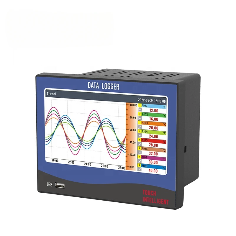 

8/ 12/ 16 /32 /Channels Industrial Data Logger with Analog Output Chart Curve Display Temperature Humidity Data Logger