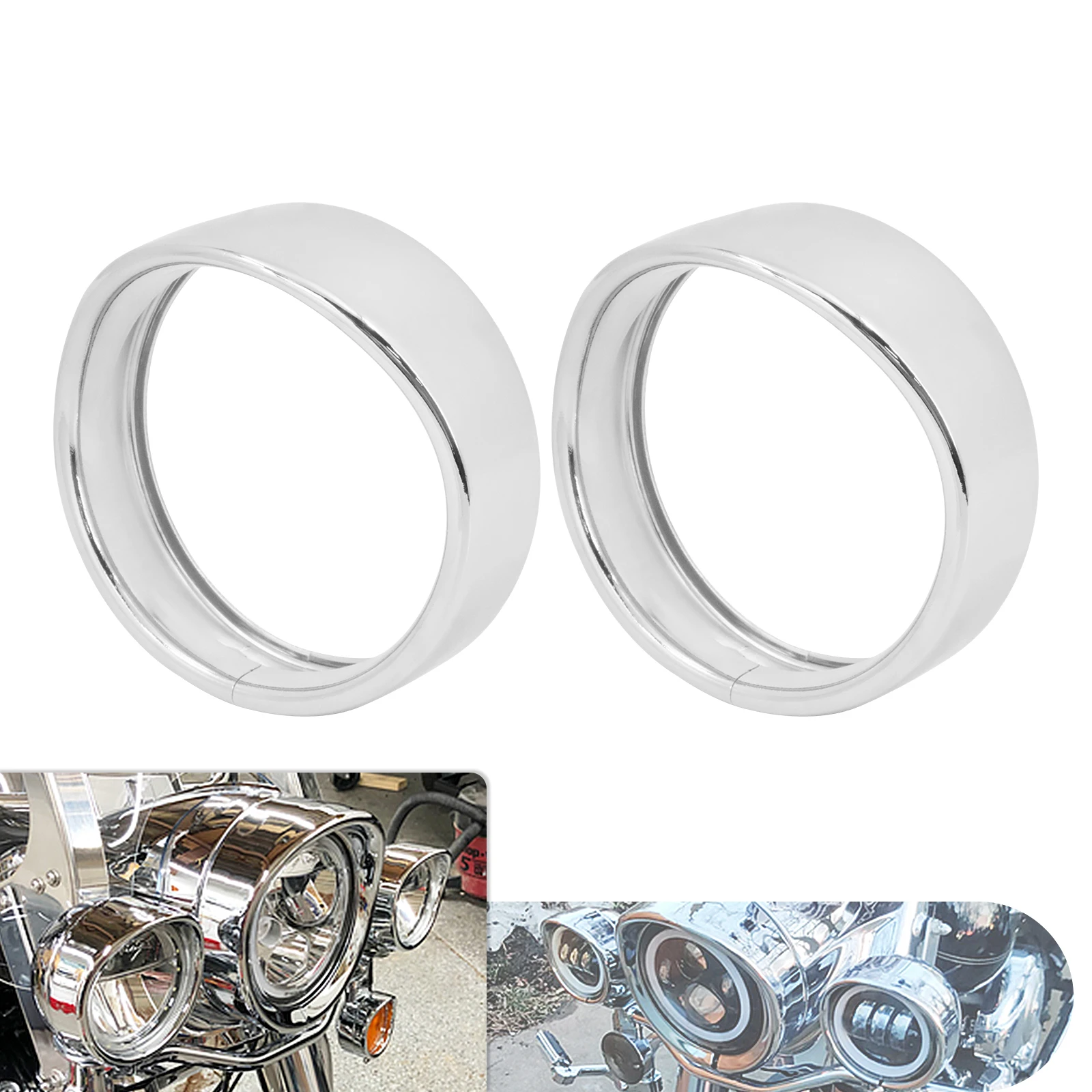 Dekorativer 4,5-Zoll-Chrom-Visier-Nebelscheinwerfer-Zierring, Abdeckung für Zusatzscheinwerfer für Harley Touring Dyna