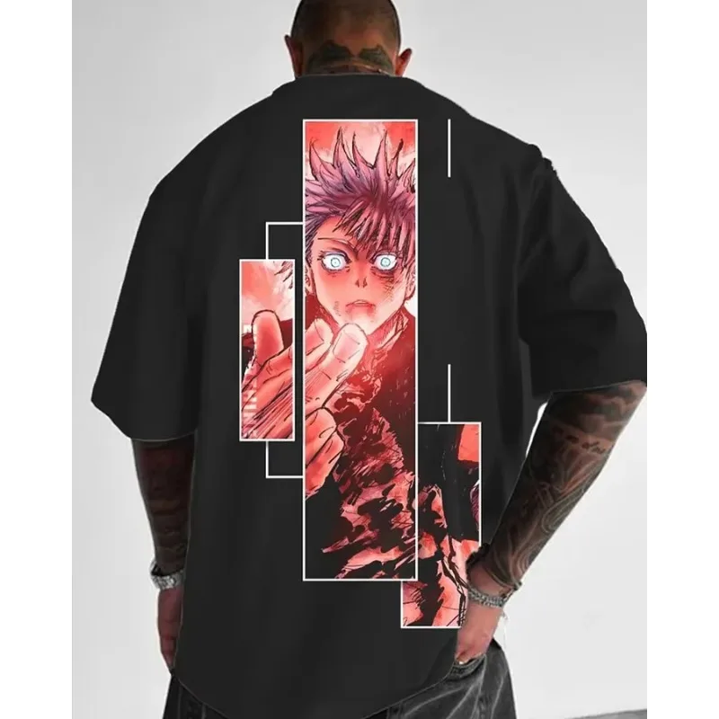 Jujutsu Kaisen-Camiseta con estampado de Anime para hombre y mujer, Top de manga corta informal holgado japonés, novedad de verano 2025, para padres e hijos