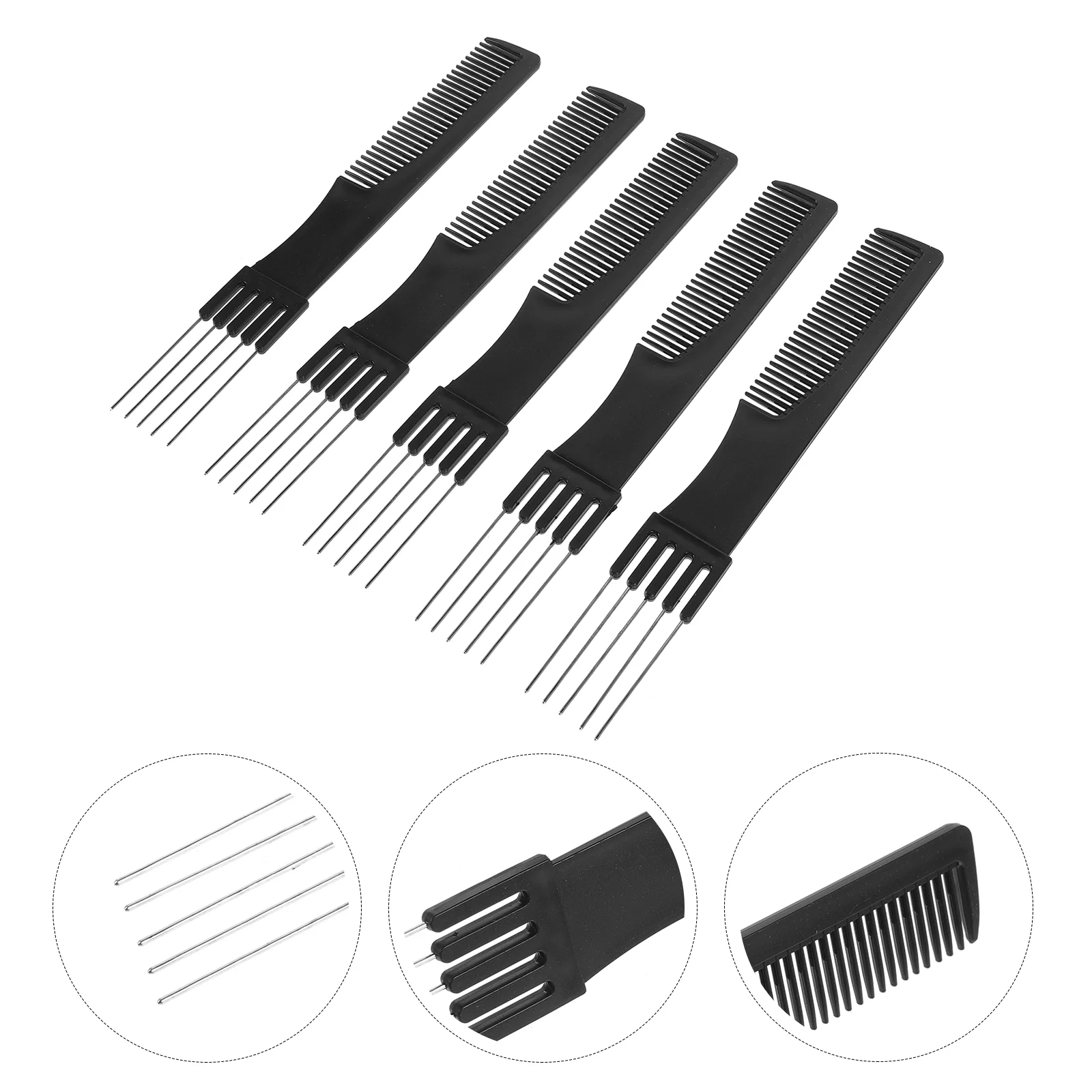 

5 Pcs Hairdressing Comb Metal Pick Professional Pins Styling Tools Weave Women's Miss