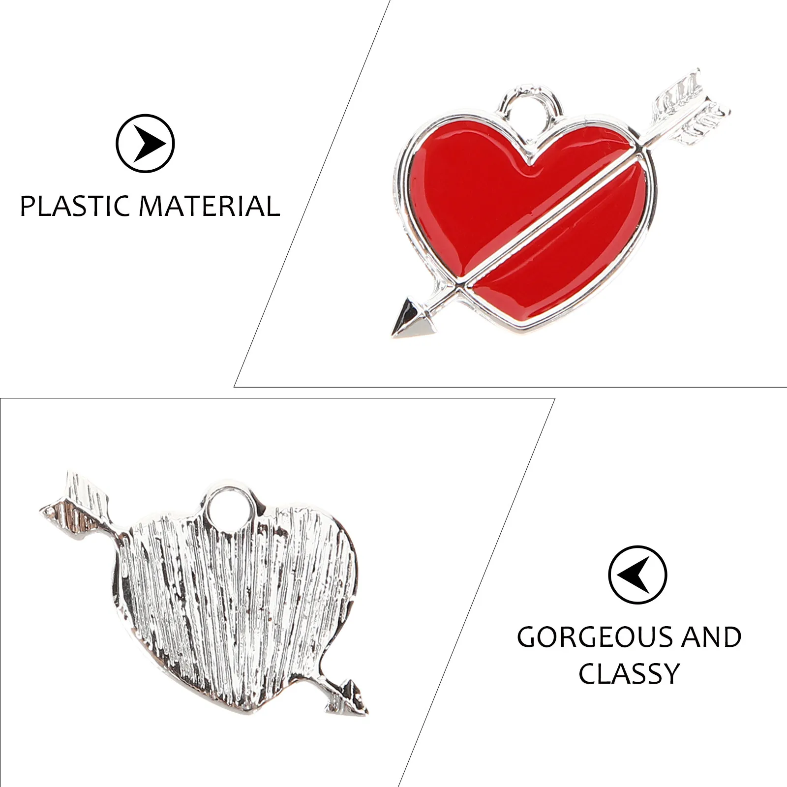 

10Pcs Heart Jewelry Charm Cupid Arrow Pendant for DIY Necklace Bracelet Key Chain Crafts Romantic Gift Jewelry Charm