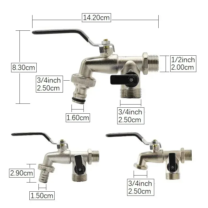 Zewnętrzny kran ogrodowy z 1 wlotem i 2-przewodowym kranem przeciw zamarzaniu, wyposażony w podwójnie mosiężny czarny kran narzędzie ogrodowe