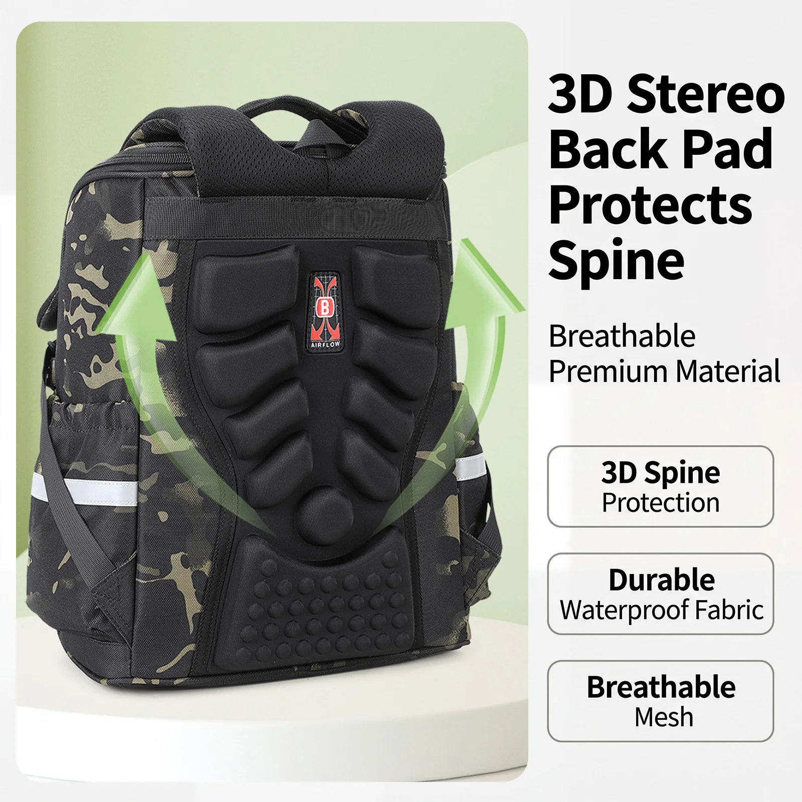 Kids Camouflage Tactical Backpack - close-up view