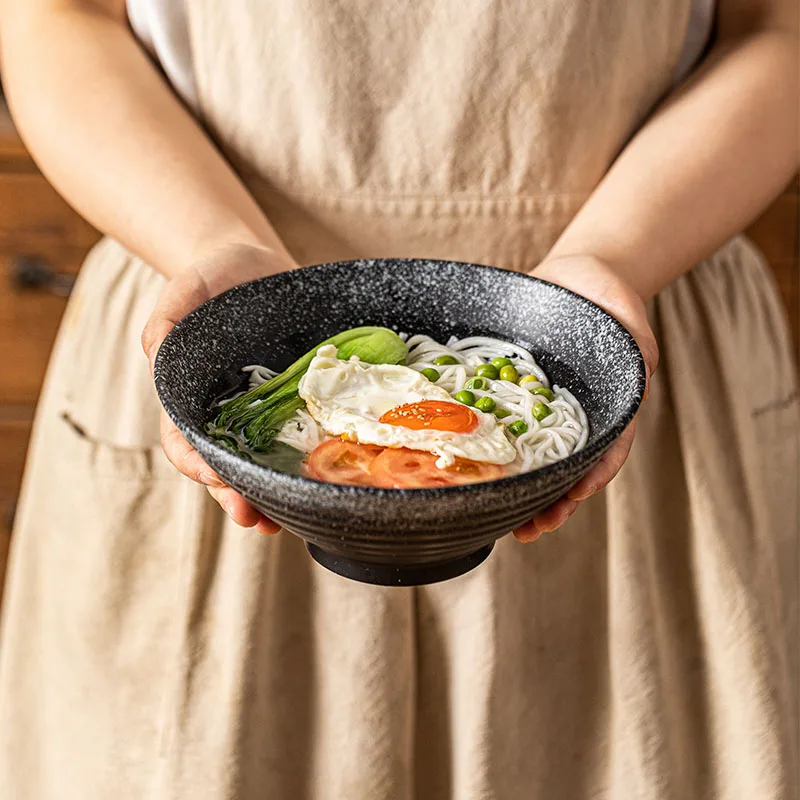 8 inch Ceramic Japanese Ramen Bowls, 30oz Large Noodle Soup Bowl for Udon, Vietnamese Pho - Soup Bowl with Unglazed Bottom