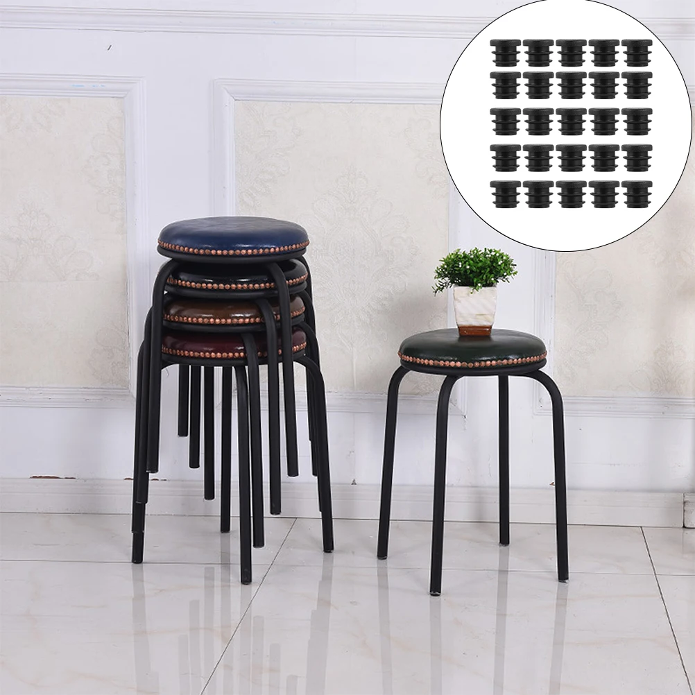 

200pcs Furniture Leg Plug Round Pipe Bung Black Plastic Caps Chair Insert Table End Protector Noiseless Floor