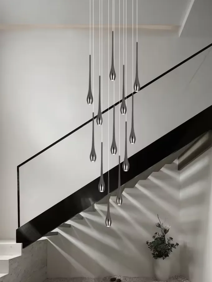 Minimalist LED Chandelier Luxurious Modern Living Room Lighting Duplex Attic Home Decoration Dining Room Staircase Pendant Light