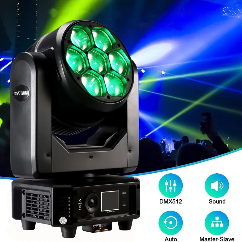 Stage Moving Head Lights 7*40W Bee Eye Beam Zoom Light With Sound Activated DMX Control For DJ Disco Party Nightclub Wedding KTV