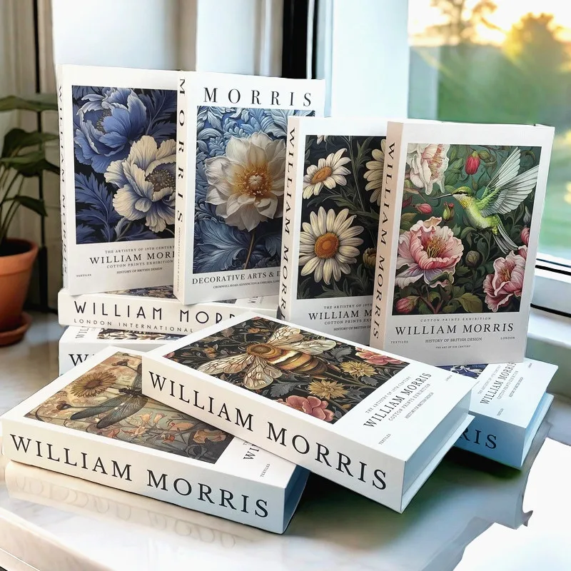 William Morris Luxury Fake Book Storage Box Vintage Decorative Books Cocktail Coffee Table Bedroom Living Room Home Decoration