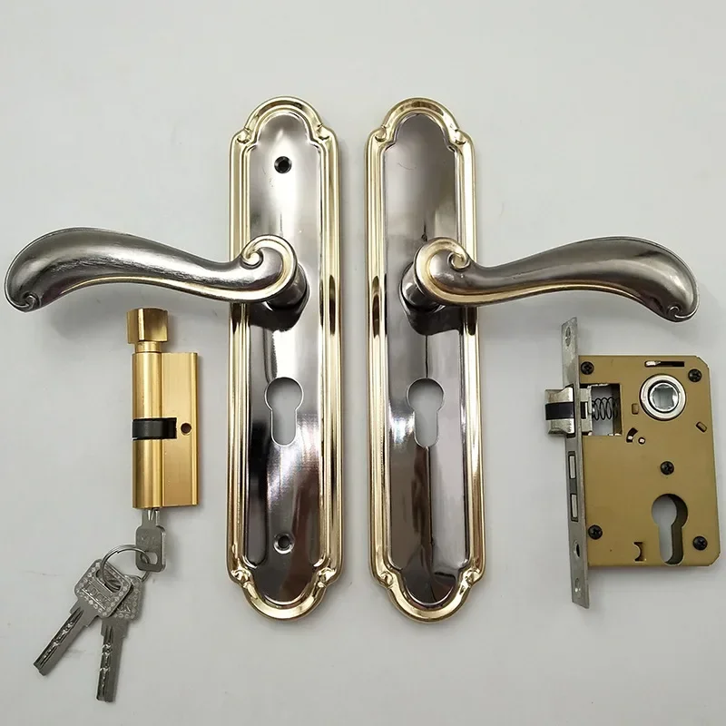 

New Bedroom Door Lock Household Hardware Mechanical Lock Universal Door Handle Fit 35-50mm European Indoor Door Lock Solid