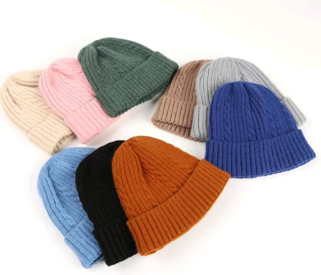 Autumn and winter men's and women's knitted woolen hats solid color warm hat