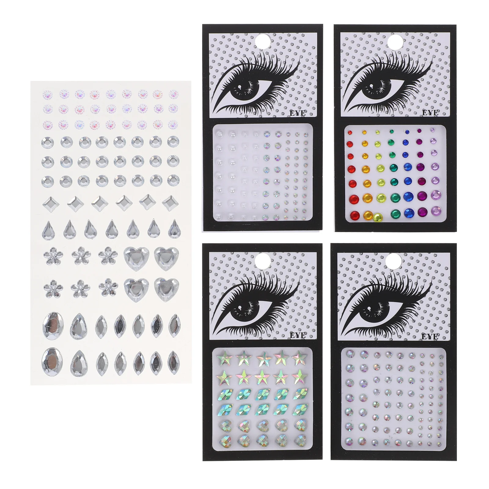 5 Sheets Gems Rhinestone Face Stickers Shiny Makeup Jewels for Women Party Festival Facial Decors Eye Body Decorations