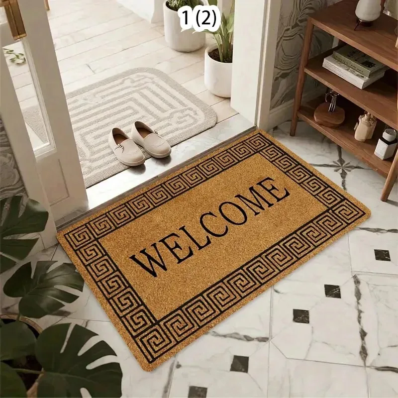 Retro Handwriting Home Text Printed Doormat Letter Design Entryway Rug Front Door Porch Indoor Household Entrance Home Deco